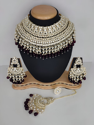 CHARBHUJA Alloy Gold-plated Purple Jewellery Set(Pack of 1)