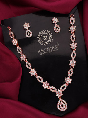 brado jewellery Brass Gold-plated Rose Gold, White Jewellery Set(Pack of 1)