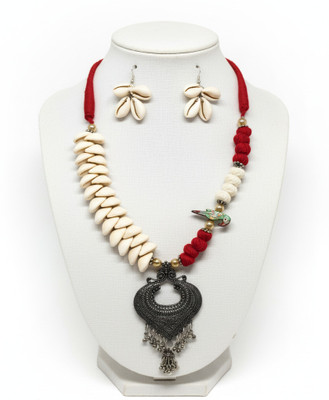 A S enterprize Oxidised Silver Red Jewellery Set(Pack of 1)