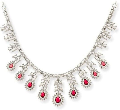 The House of Jewellery Stainless Steel Ruby Red Jewellery Set(Pack of 1)