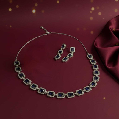 Elvyra Jewels Brass Blue Jewellery Set(Pack of 1)