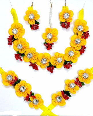 Ruhi Fabric Yellow, Red Jewellery Set(Pack of 1)