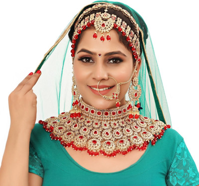 KK IMMITATION Alloy Gold-plated Red Jewellery Set(Pack of 1)