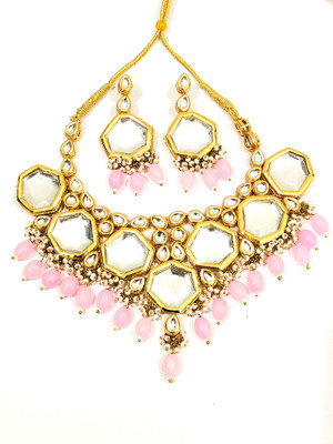 Shaili Craft Alloy Gold-plated Pink Jewellery Set(Pack of 1)