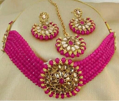 Arbuda Maa Immitation Alloy Gold-plated Red Jewellery Set(Pack of 1)