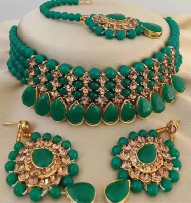 TWOLOVER Alloy Gold-plated Green Jewellery Set(Pack of 3)
