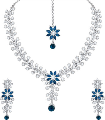 Atasi International Alloy Rhodium Silver, Blue Jewellery Set(Pack of 1)