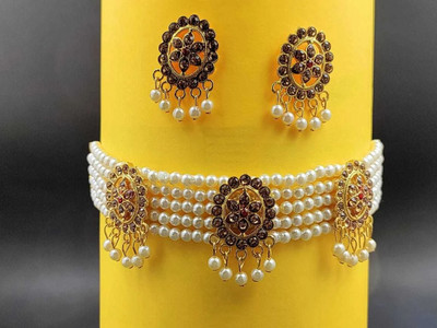 Btm Cart Alloy Gold-plated White Jewellery Set(Pack of 1)