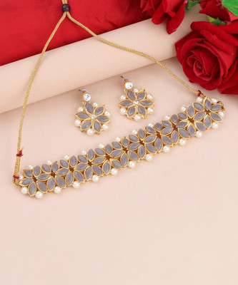 Shreenathji Jewellrs Alloy Gold-plated Grey Jewellery Set(Pack of 1)