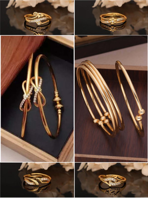 ANOUK Brass Diamond Gold-plated Bangle Set(Pack of 6)