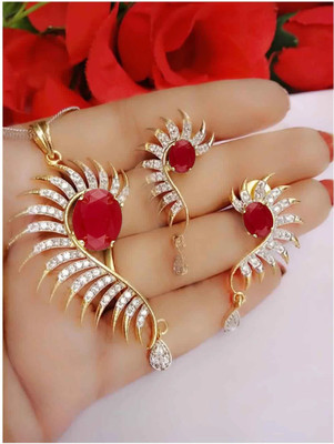 Bhagya Lakshmi Alloy Gold-plated Red Jewellery Set(Pack of 1)