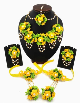 Jailaxmi creations Fabric Yellow Jewellery Set(Pack of 1)