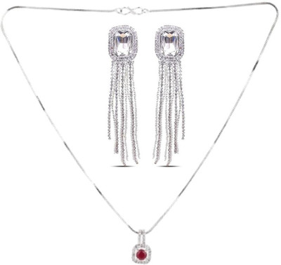 SRK Fashions Stone Maroon, White Jewellery Set(Pack of 1)