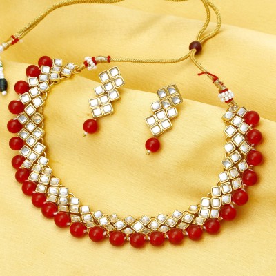 Sukkhi Alloy Gold-plated Maroon Jewellery Set(Pack of 1)