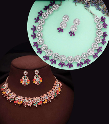 Divastri Brass Gold-plated Multicolor Jewellery Set(Pack of 1)