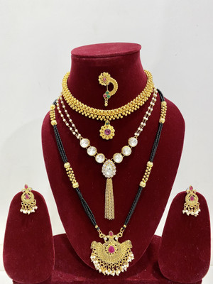 Varnii Alloy Gold-plated Multicolor Jewellery Set(Pack of 3)