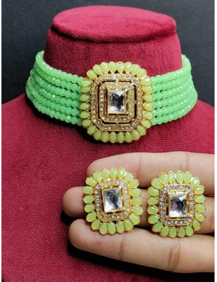 BJ JEWEL Alloy Gold-plated Green Jewellery Set(Pack of 1)
