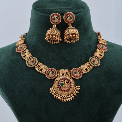 ROFARWORD Brass Gold-plated Multicolor Jewellery Set(Pack of 1)
