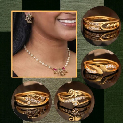 REEWAZIMPERIAL Brass Gold-plated Red, Gold, White Jewellery Set(Pack of 5)