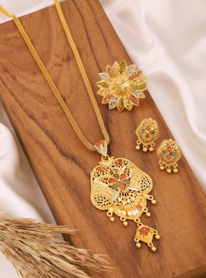 Makezak Brass Gold-plated Multicolor Jewellery Set(Pack of 1)