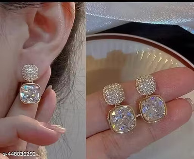 Anamya Collections Oval stone Korean earrings Alloy Stud Earring