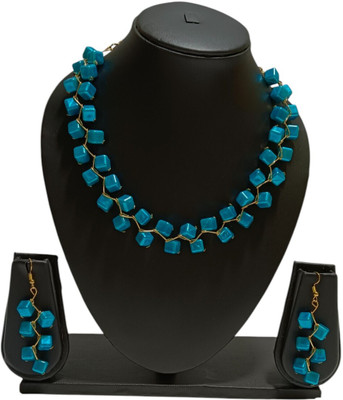 UTTARAI Alloy Gold-plated Blue Jewellery Set(Pack of 1)