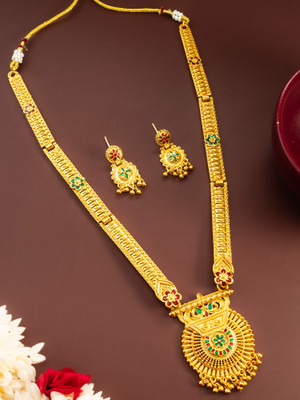 Vermont Brass Gold-plated Red, Gold, Green Jewellery Set(Pack of 2)
