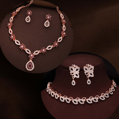 Vedda Brass Gold-plated Rose Gold, Brown Jewellery Set(Pack of 1)