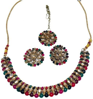ACCESSHER Brass Gold-plated Multicolor Jewellery Set(Pack of 1)