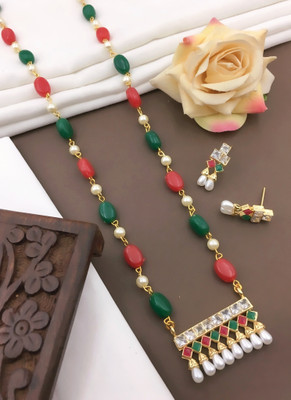 Shree Jai Sai Art Alloy Gold-plated Green Jewellery Set(Pack of 1)