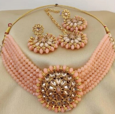 MAYRA TRADING Alloy Gold-plated Orange Jewellery Set(Pack of 2)