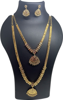 AD Bridal Brass Gold-plated White Jewellery Set(Pack of 4)