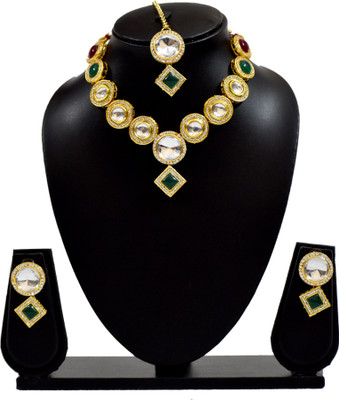 Beauty Tresure Brass, Copper Gold-plated Green Jewellery Set(Pack of 1)