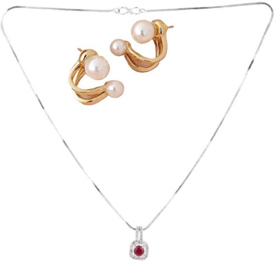 SRK Fashions Alloy Maroon, Gold Jewellery Set(Pack of 1)