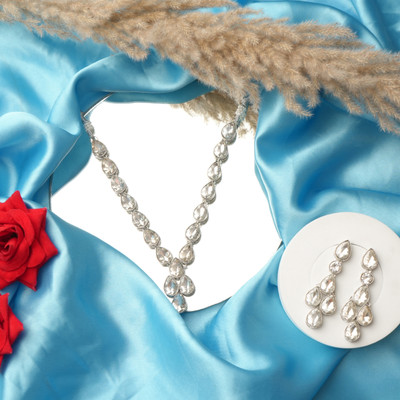 EIT Collection Alloy Silver White Jewellery Set(Pack of 4)