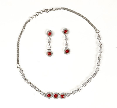 RANIT CREATION Brass Rhodium Red Jewellery Set(Pack of 1)