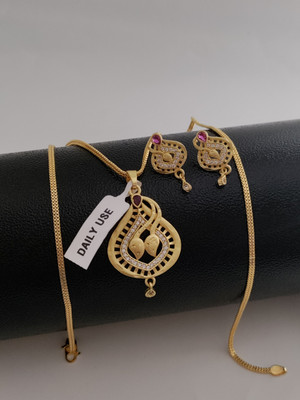 Bhagavati creation Brass Gold-plated Gold Jewellery Set(Pack of 1)