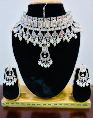 Tulsi Art Jewels Alloy Gold-plated White Jewellery Set(Pack of 3)