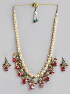 ANOUK Brass Gold-plated Maroon Jewellery Set(Pack of 3)