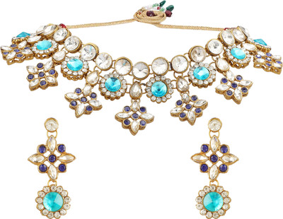 White pearl Alloy Gold-plated Blue, White Jewellery Set(Pack of 1)