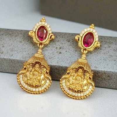 RUJVE JEWELLERY Lakshmi-Earring-C Cubic Zirconia Brass Earring Set