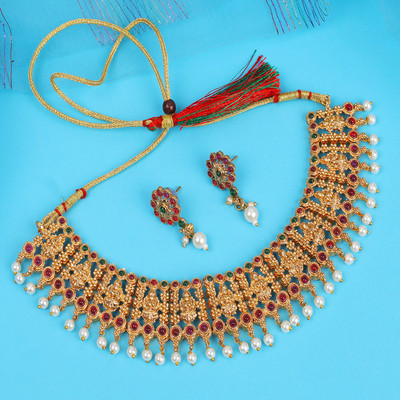 Raaji's Alloy Gold-plated Multicolor Jewellery Set(Pack of 1)