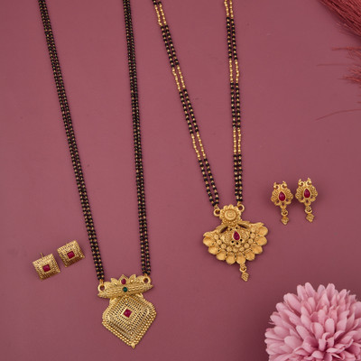 suvarn palace Brass Gold, Black Jewellery Set(Pack of 2)