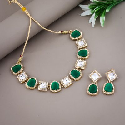 VISITART JEWELLERY Alloy Silver, Green Jewellery Set(Pack of 1)