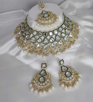 padmawati Alloy Gold-plated Green, White Jewellery Set(Pack of 4)