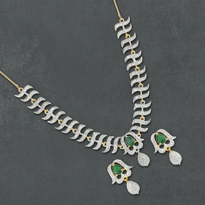 M Creation Alloy Gold-plated Green, Silver Jewellery Set(Pack of 3)
