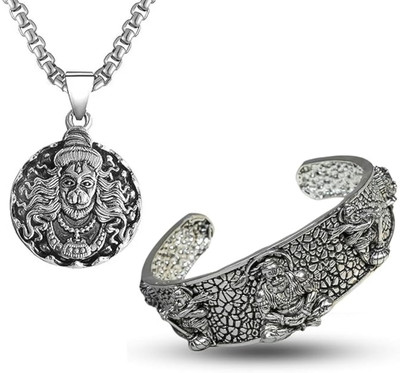 Adhvik Stainless Steel Silver Jewellery Set(Pack of 2)