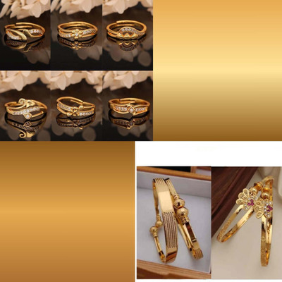 Alasca Brass Gold-plated Silver, Black, White Jewellery Set(Pack of 8)