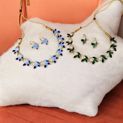 AK JEWEL STORES Alloy Gold-plated Blue, Multicolor Jewellery Set(Pack of 6)