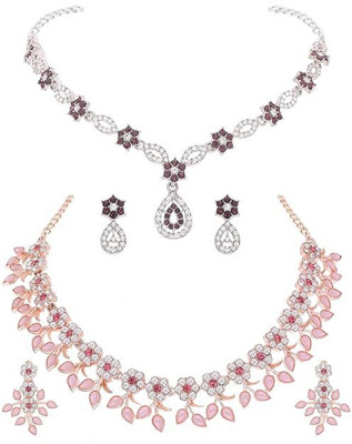 BRILLIANT BEADS JEWELS Alloy Maroon Jewellery Set(Pack of 2)